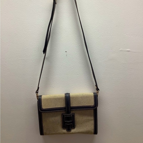 Canvas leather lining crossbody bag preowned - Picture 1 of 6